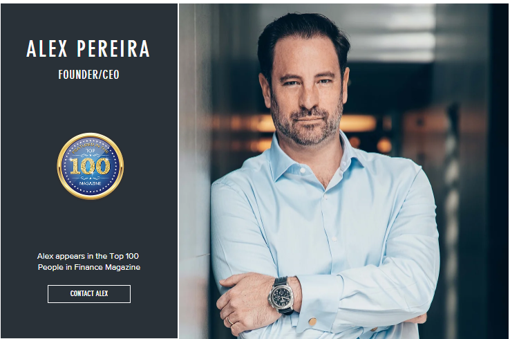 Our CEO Alex Pereira appears in the Top 100 People in Finance Magazine